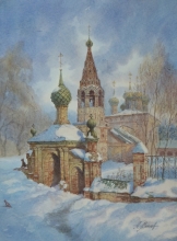 Kostroma. Church - watercolors, paper