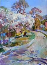 Spring In The Village - oil, canvas