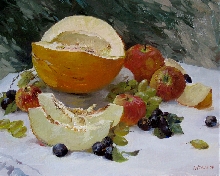 Still Life With Melon - oil, canvas