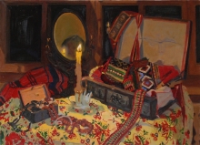 Still Life With A Candle - oil, canvas