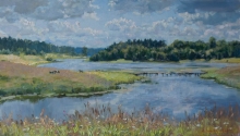 Noon At Msta - oil, canvas