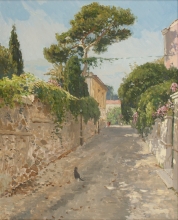 Street Of Santa-Marinella - oil, canvas