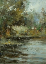 River Backwater - oil, cardboard