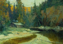 By Taiga River - oil, canvas