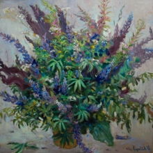 Bouquet Of Lupins - oil, canvas