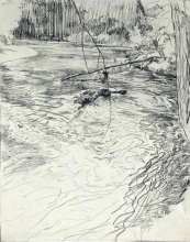 Rapid Creek Stream - pencil, paper