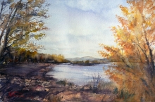 Beach In The Fall - watercolor, paper Arches