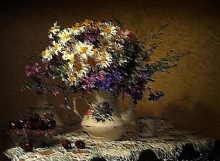 Still Life With Chamomiles - oil, canvas