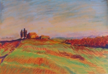 Italian Landscape - pastel, paper