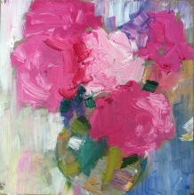 Peonies, Study #2 - oil, cardboard