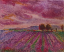 Lavender Fields - pastel, paper
