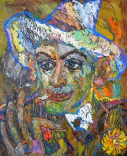 Portrait Of A Poet (Mayakovsky) - oil, fireboard