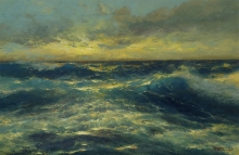 Sea At Sunset - oil, canvas