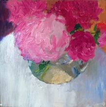 Peonies, Study #3 - oil, cardboard