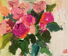Roses, Study #1 - oil,  cardboard
