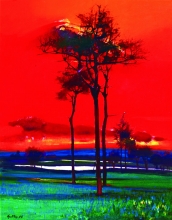 Red Evening - oil, canvas