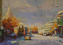 April Sun. Covered In Snow - oil, canvas