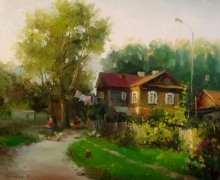 Yard Of My Childhood - oil, canvas