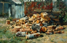 At The Yard - oil, canvas