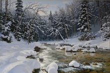 Kurjips In The Winter Morning - oil, canvas