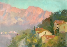 Evening At Kotor Bay - oil, canvas