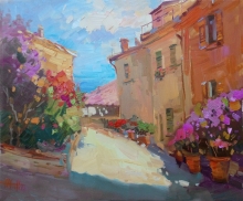 Italian Street. Fiorencuola De Focara - oil, canvas