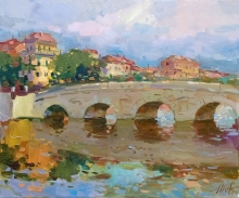 Bridge Of Tiber, Rimini - oil, canvas