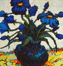 Blue Flowers - oil, canvas