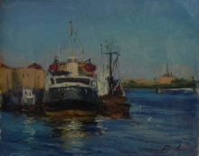 Barges - oil, cardboard