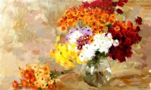 Chrysanthemums - oil, canvas
