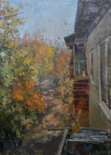 Balcony 2 - oil, cardboard 