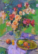 Roses And Fruits - oil, canvas