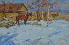 Winter House - oil, canvas