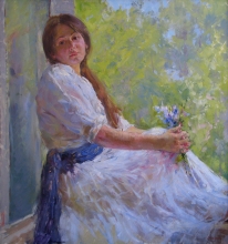 Girl At The Window - oil, canvas
