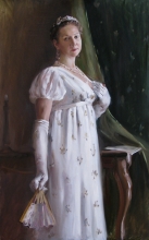 Portrait Of A Woman In Empire Style - oil,canvas