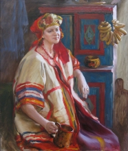 Portrait In Folk Costume - oil, canvas