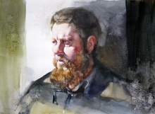 Portrait In The Interior - watercolors, paper