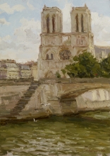 View Of Notre Dame In Paris - oil, canvas