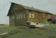 House In The Village Of Petrova Gora - oil, canvas