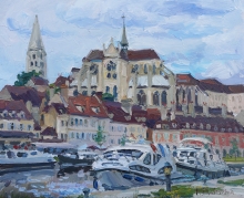 Auxerre Basilique - oil, canvas