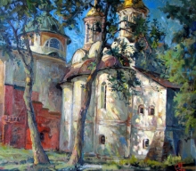 June In Spaso-Preobrazhensky Monastery - oil, canvas