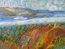 White Steamship - oil, canvas