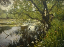 Weedy Pond - oil, canvas