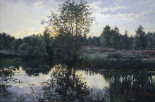Weedy Pond - oil, canvas