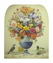 Bouquet Of Flowers n a Blue Vase - oil, canvas