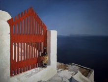 Santorin - Island Of Saint Irina - oil, canvas