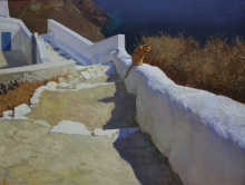 Santorin - Island Of Cats - oil, canvas
