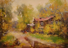 Russian Province. Leaf Fall - oil, canvas