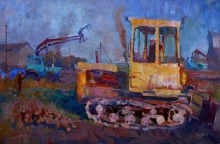 Buldozer Misha - oil, canvas