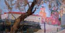 Spring In Moscow. New Basmannaya St. - oil, canvas
